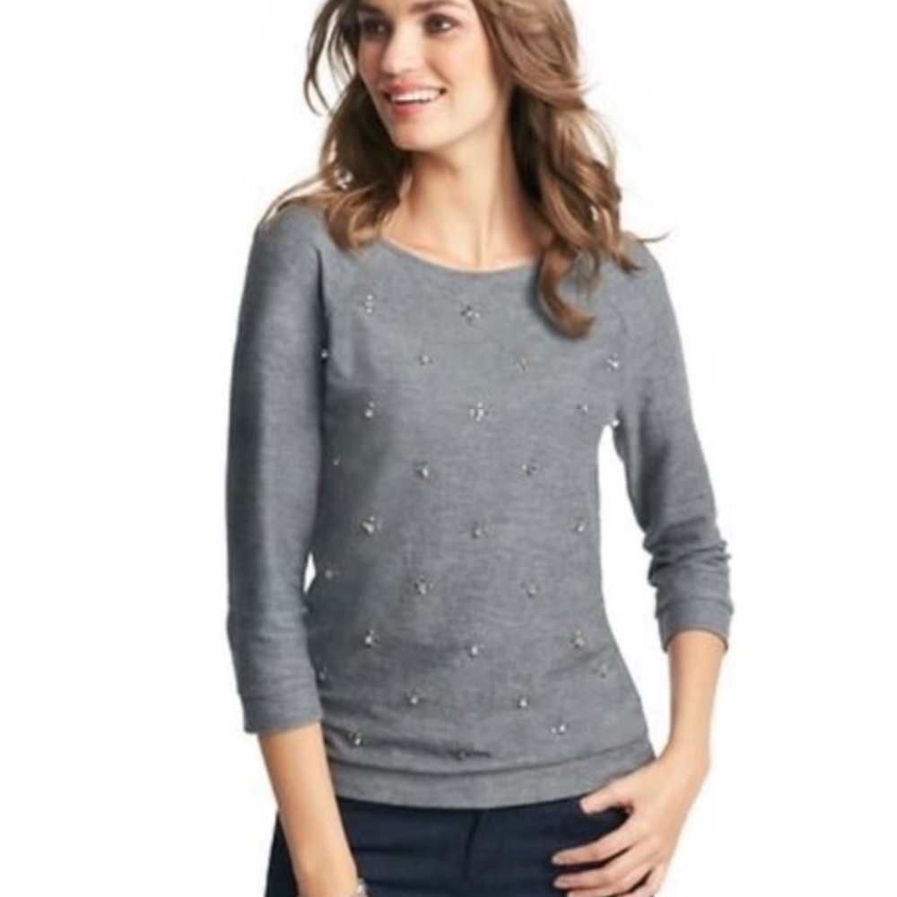NWT Loft Jewel Embellished Sweatshirt